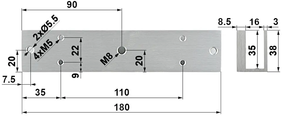 ⁨U-TYPE BRACKET ASF280U DAHUA⁩ at Wasserman.eu