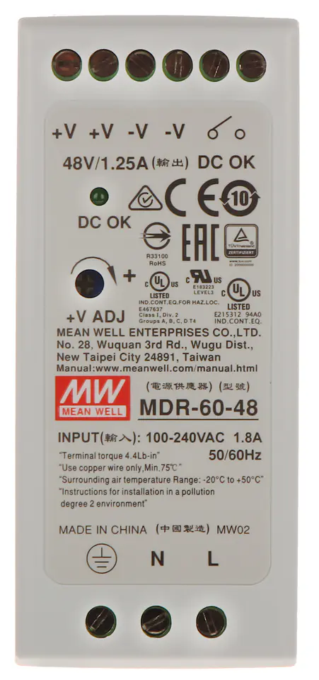 ZASILACZ IMPULSOWY MDR-60-48 MEAN WELL w sklepie Wasserman.eu