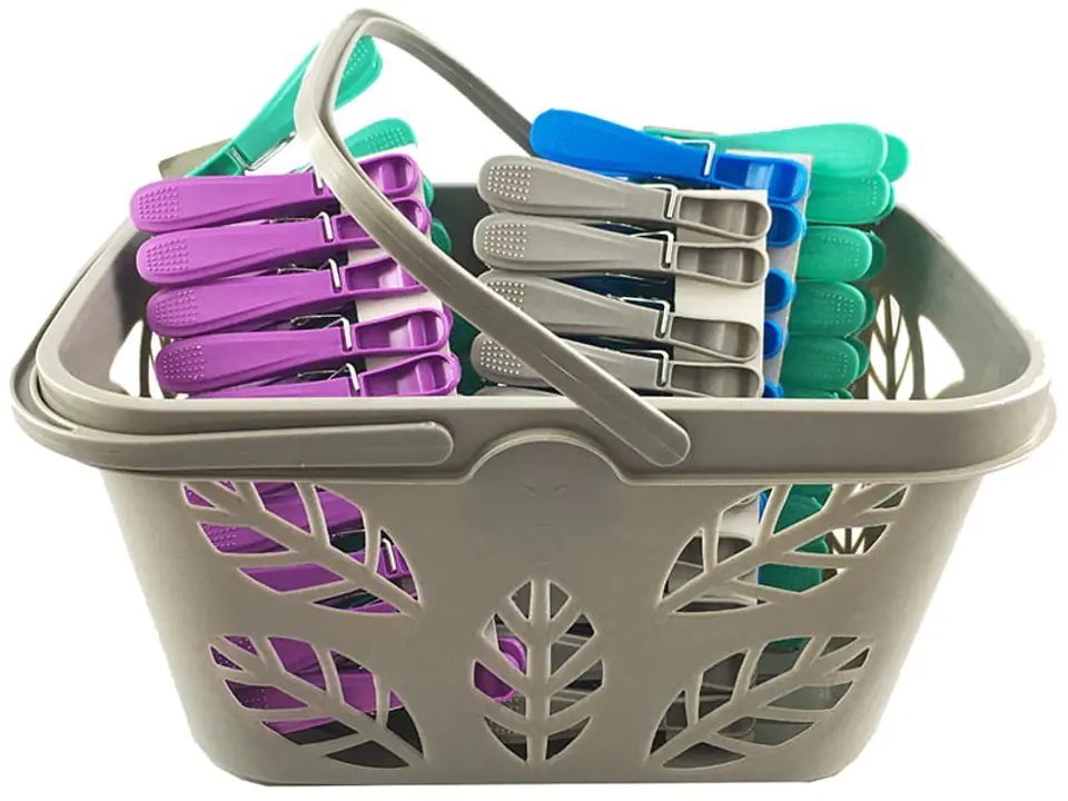 Clothes pegs 50 pieces with a basket (Gray) at Wasserman.eu