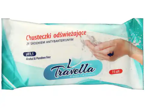 ⁨Refreshing wipes with antibacterial liquid 15 pcs. Travella15⁩ at Wasserman.eu
