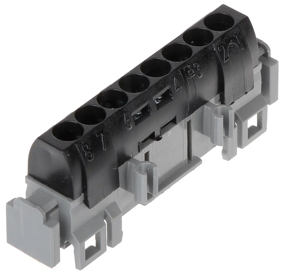 ⁨8-hole connection strip black IP2xC-8 004852⁩ at Wasserman.eu