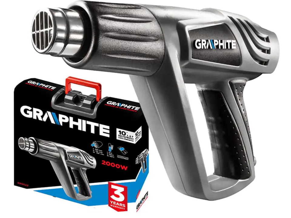 ⁨Heat gun Graphite 2000W from 25 to 550 degrees C with a case 59G522⁩ at Wasserman.eu