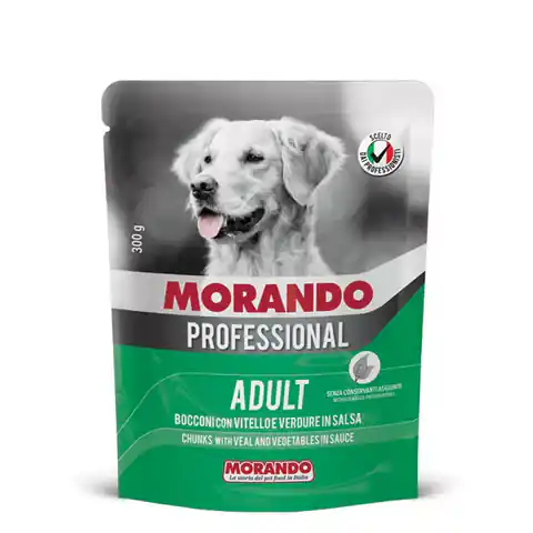 ⁨MORANDO PRO DOG Pieces in sauce with veal and carrot sachet 300g⁩ at Wasserman.eu