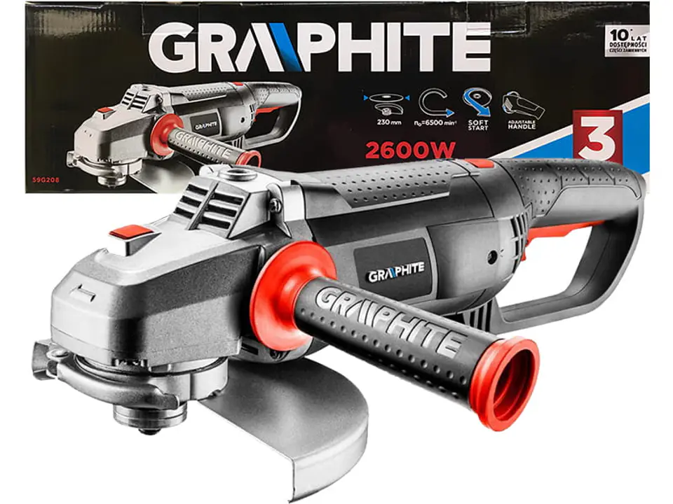 ⁨Szlifierka kątowa 2600W Graphite na tarczę 230mm 59G208⁩ w sklepie Wasserman.eu