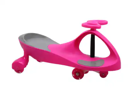 ⁨Ride-on Swing Car - model 8097 Rubber wheels LED pink-grey⁩ at Wasserman.eu