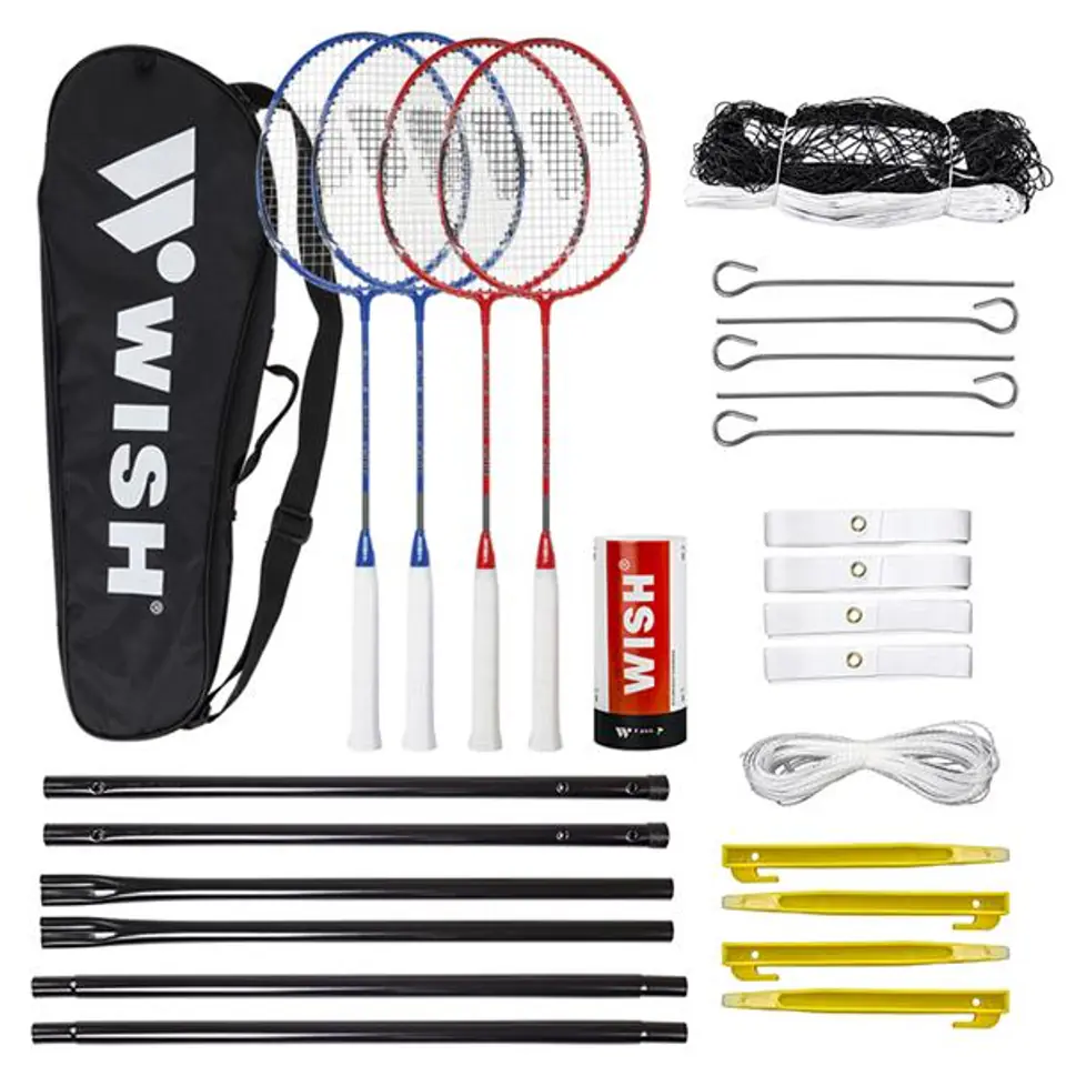 ⁨ALUMTEC 5566 BADMINTON RACKET SET 4 PCS + SHUTTLECOCKS 3 PCS + MESH + WISH LINES⁩ at Wasserman.eu