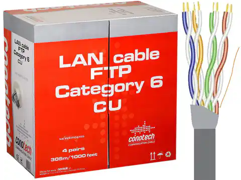 ⁨Conotech FTP LAN Cat.6 cable per meter FTP Cu category 6⁩ at Wasserman.eu