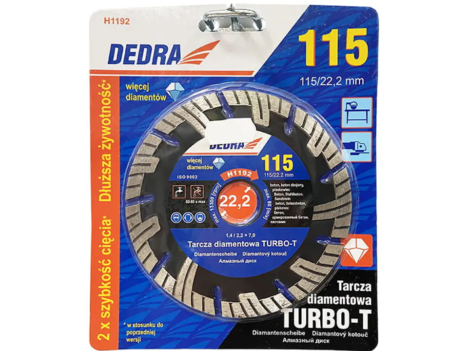 ⁨Tarcza diamentowa Turbo-T beton zbrojony piaskowiec 115mm H1192⁩ w sklepie Wasserman.eu