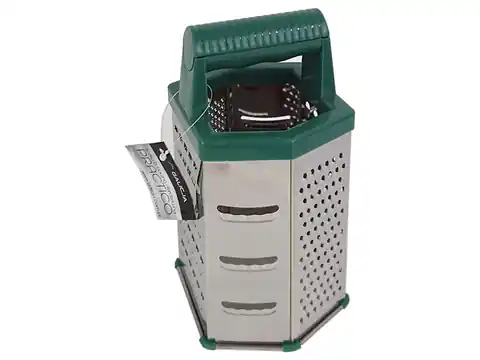 ⁨Practico stainless grater (6 sides, green handle)⁩ at Wasserman.eu