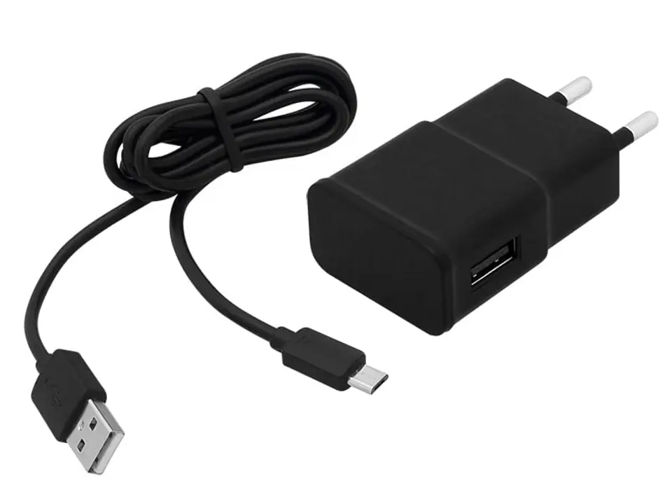 ⁨Ładowarka sieciowa USB 2,1A + kabel microUSB 1m⁩ w sklepie Wasserman.eu