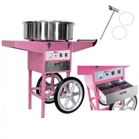 ⁨Mobile cotton candy machine without cover on wheels⁩ at Wasserman.eu