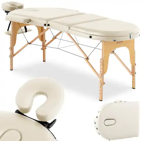 ⁨Table massage bed portable folding with wooden frame Colmar Beige up to 227 kg beige⁩ at Wasserman.eu