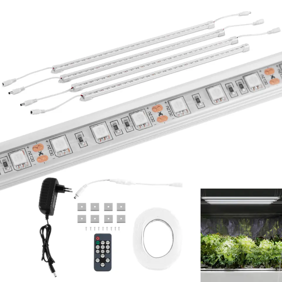 ⁨Plant Growth Growing Lamp 120 LEDs 50cm 20W 4 pcs Silver⁩ at Wasserman.eu