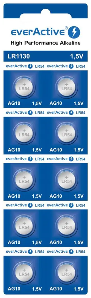 ⁨EVERACTIVE BATERIE ALKALICZNE MINI AG10 G10 LR1130 LR54, BLISTER 10 SZT. EVAG10⁩ w sklepie Wasserman.eu