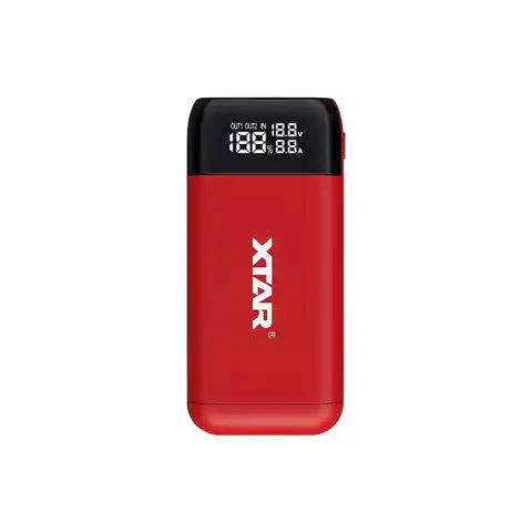 ⁨XTAR PB2S red battery charger / power bank to Li-ion 18650 / 20700 / 21700⁩ at Wasserman.eu