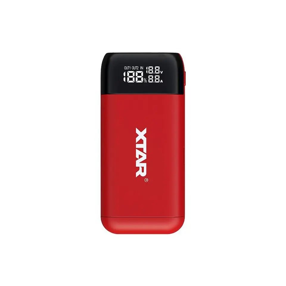 ⁨XTAR ŁADOWARKA/POWERBANK DO AKUMULATORÓW CYLINDRYCZNYCH LI-ION 18650/20700/21700 CZERWONY PB2S⁩ w sklepie Wasserman.eu