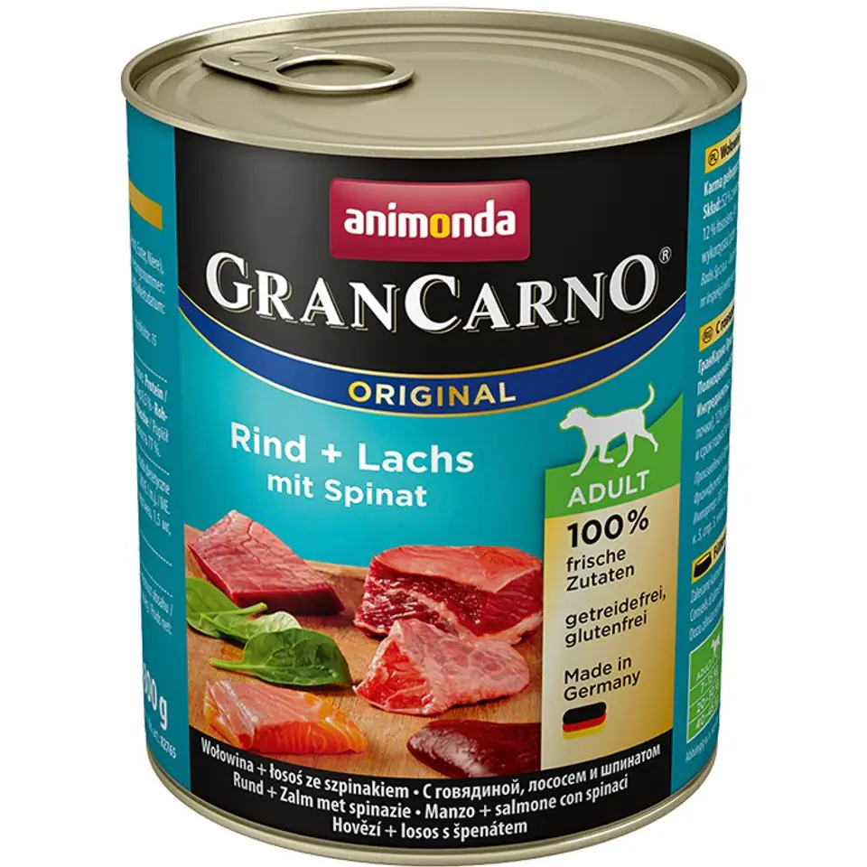 ⁨ANIMONDA Grancarno Adult smak: wołowina, łosoś i szpinak 800g⁩ w sklepie Wasserman.eu