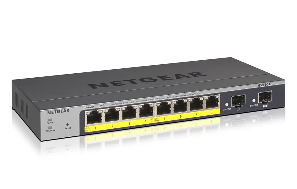 ⁨NETGEAR GS110TP Managed L2/L3/L4 Gigabit Ethernet (10/100/1000) Power over Ethernet (PoE) Grey⁩ at Wasserman.eu