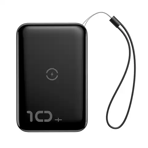 ⁨Powerbank Baseus Mini S mit Induktionsladen, 10000mAh, 18W, USB (schwarz)⁩ im Wasserman.eu