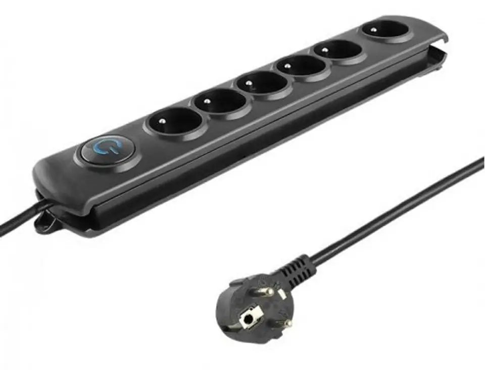 ⁨Qoltec 50111 surge protector 6 AC outlet(s) 230 V 1.8 m Black⁩ at Wasserman.eu