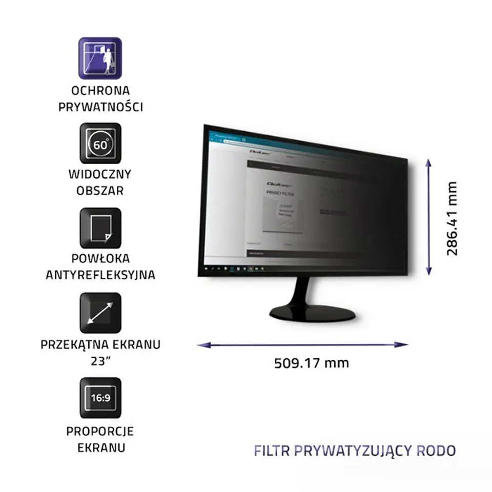 ⁨Qoltec 51057 display privacy filters 58.4 cm (23")⁩ at Wasserman.eu