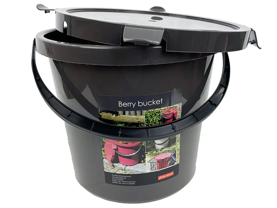 ⁨10L bucket with a fastened lid gray. Berry⁩ at Wasserman.eu