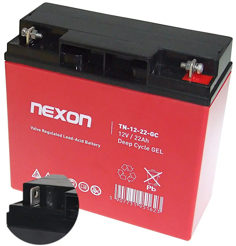 ⁨Czerwony Akumulator NEXON żelowy GEL 12V 22Ah UPS KOSIARKA POJAZD⁩ w sklepie Wasserman.eu