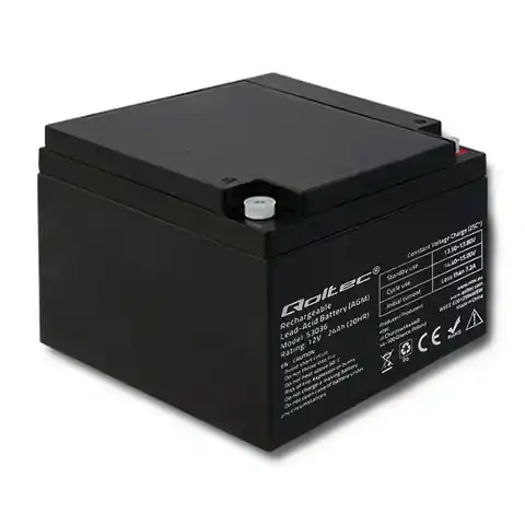 ⁨Qoltec AGM | battery 12V | 24Ah | max 360A (0NC)⁩ at Wasserman.eu