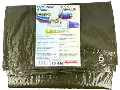 ⁨Green, waterproof, thick tarpaulin (width 4 m, length 6 m, thickness 90 g)⁩ at Wasserman.eu