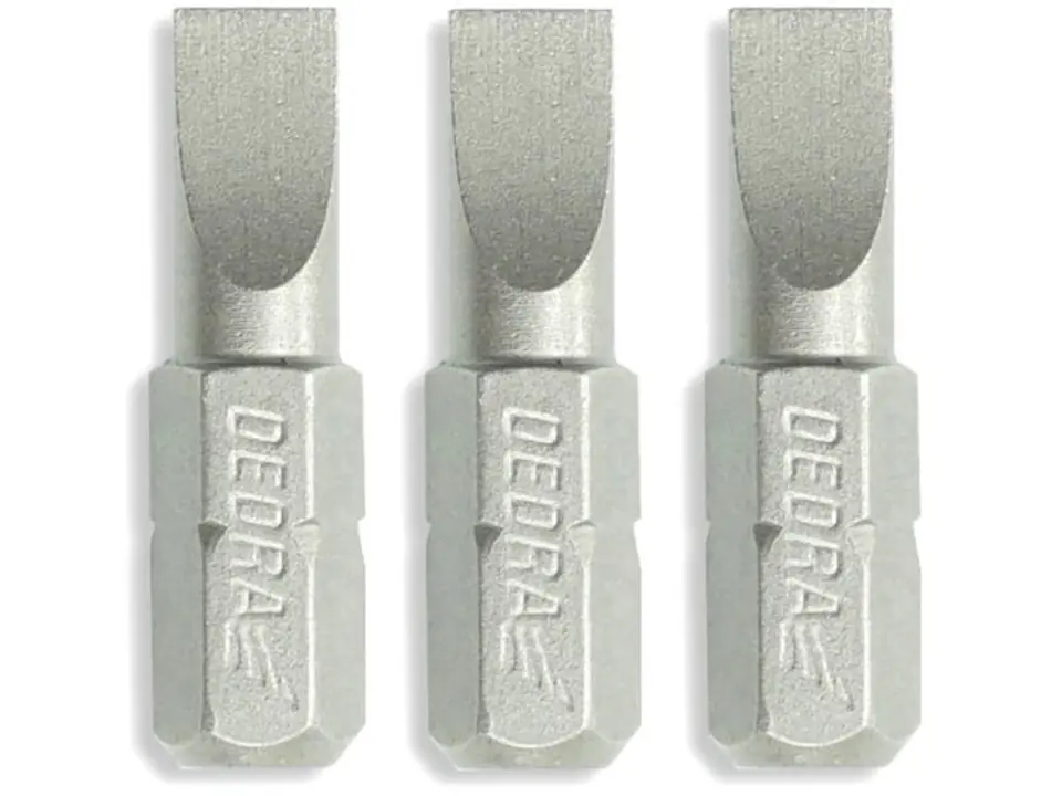 ⁨Flat screwdriver bits. Set of 3 Dedra pieces (SL 6.5)⁩ at Wasserman.eu