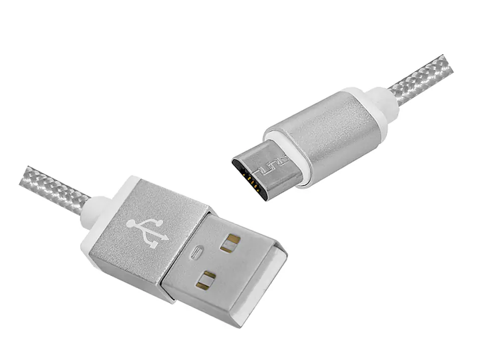 ⁨1 szt. PS Kabel USB -microUSB, 1m, srebrny.⁩ w sklepie Wasserman.eu
