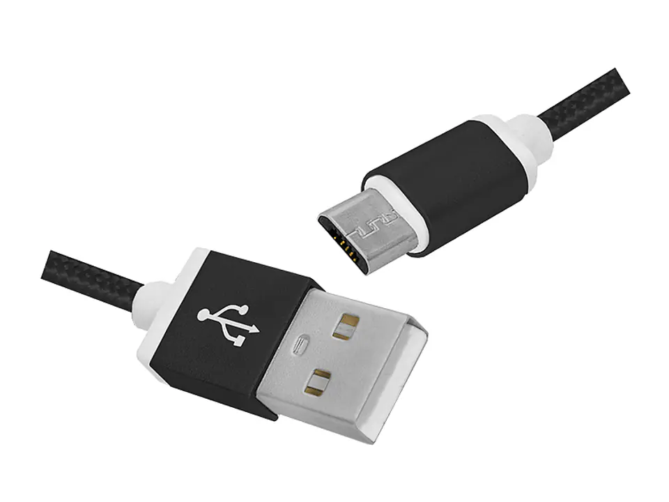 ⁨1 szt. PS Kabel USB -microUSB, 1m, czarny.⁩ w sklepie Wasserman.eu