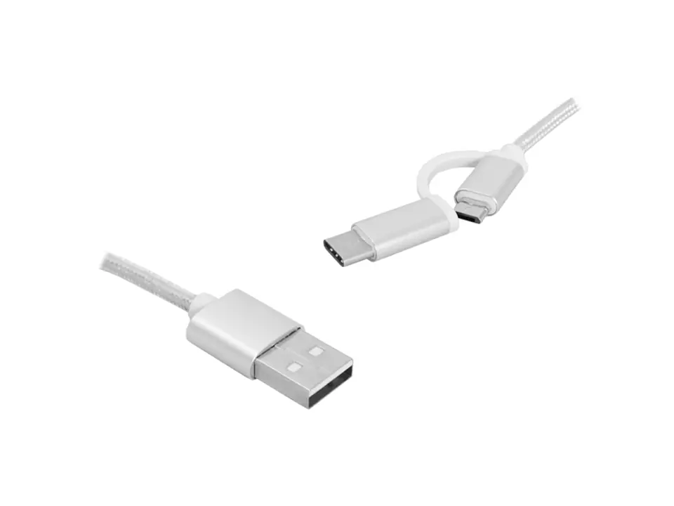 ⁨PS Cable 2in1 USB -Type-C/micro USB, 1m, silver. (1LM)⁩ at Wasserman.eu