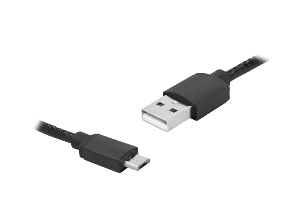 ⁨1 szt. PS Kabel USB-microUSB, 1m, czarny, skórzany.⁩ w sklepie Wasserman.eu