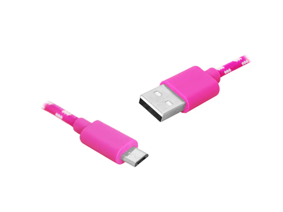 ⁨1 szt. PS Kabel USB-microUSB, 1m, różowy.⁩ w sklepie Wasserman.eu
