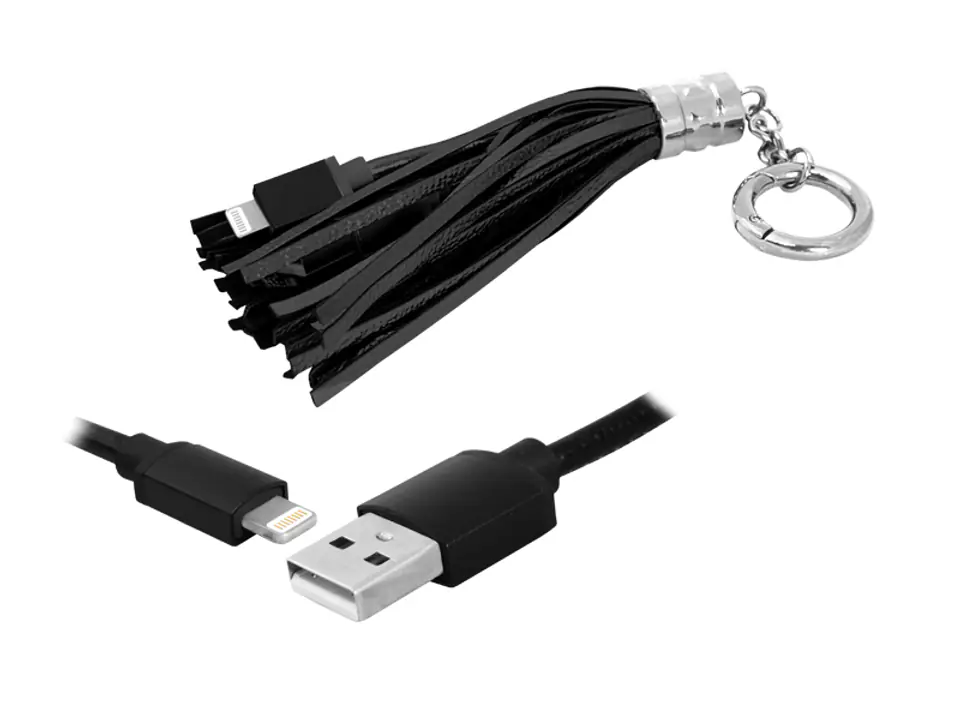 ⁨1 szt.  PS Kabel USB-Iphone brelok, czarny.⁩ w sklepie Wasserman.eu