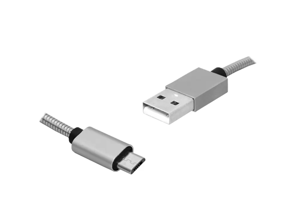 ⁨1 szt.  PS Kabel USB-microUSB 1m, srebrny.⁩ w sklepie Wasserman.eu
