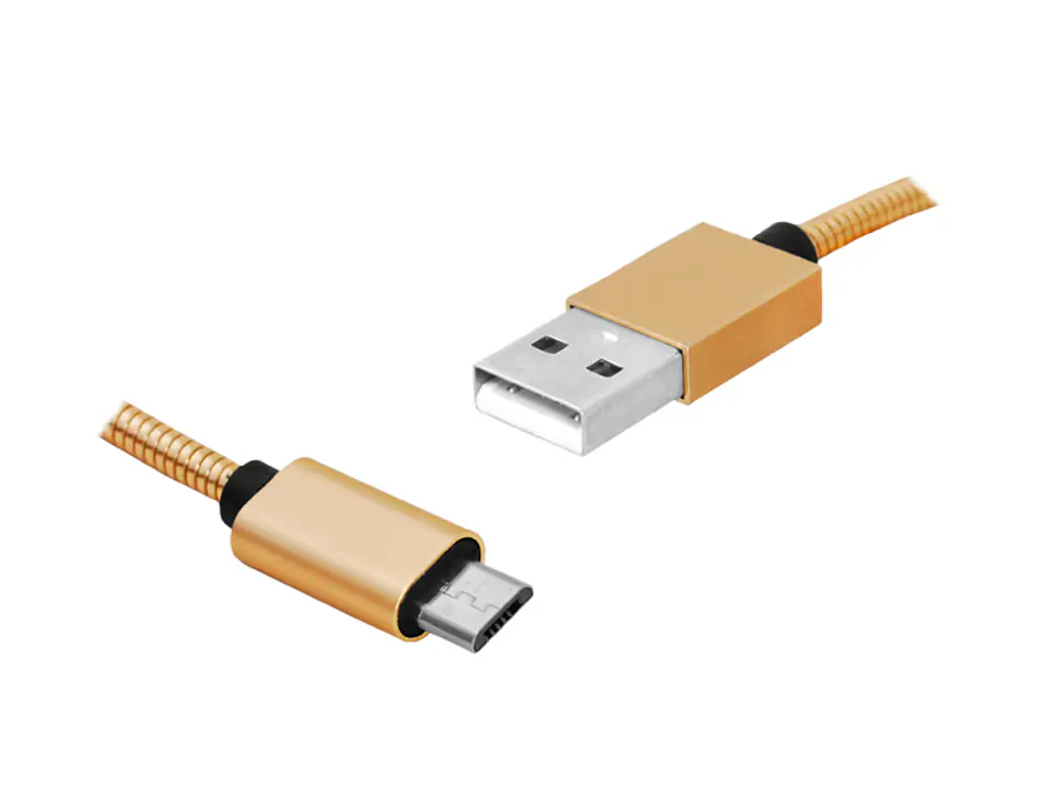 ⁨1 szt.  PS Kabel USB-microUSB 1m, złoty.⁩ w sklepie Wasserman.eu