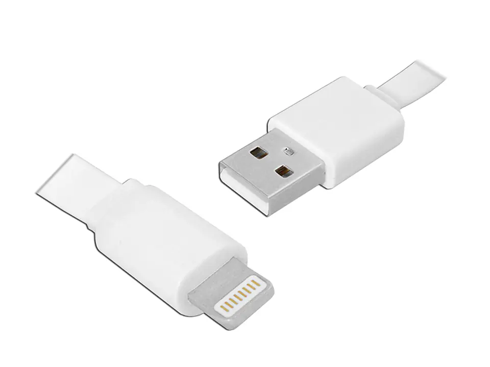 ⁨1 szt. PR Kabel USB - iPhone 8PIN, 1 m, płaski, biały.⁩ w sklepie Wasserman.eu