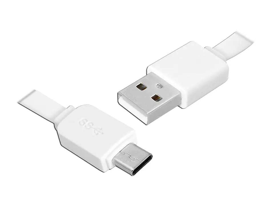 ⁨PS USB - Type-C cable 1m, flat, white. (1LM)⁩ at Wasserman.eu