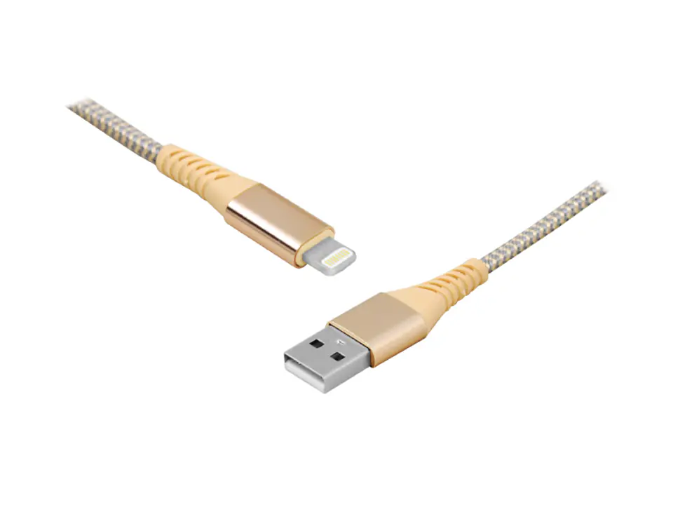 ⁨1 szt. PS Kabel USB - IPHONE 8pin, 1m, złoty.⁩ w sklepie Wasserman.eu