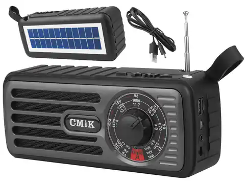 ⁨PS Tragbares Radio MK-101 Bluetooth, USB, MicroSD, AUX, mit Sonnenkollektor, 1200mAh Akku. (1LM)⁩ im Wasserman.eu