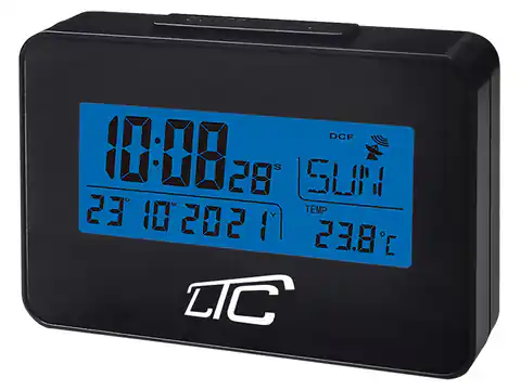 ⁨Alarm clock with LTC thermometer, radio controlled, black. (1LM)⁩ at Wasserman.eu