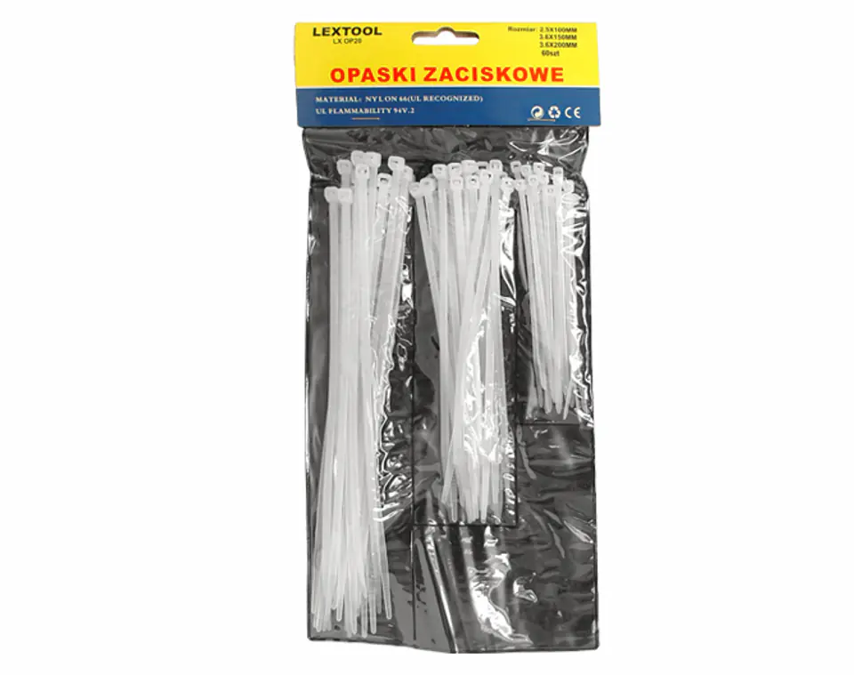 ⁨Cable ties set 100,150,200 mm, white. (1LM)⁩ at Wasserman.eu