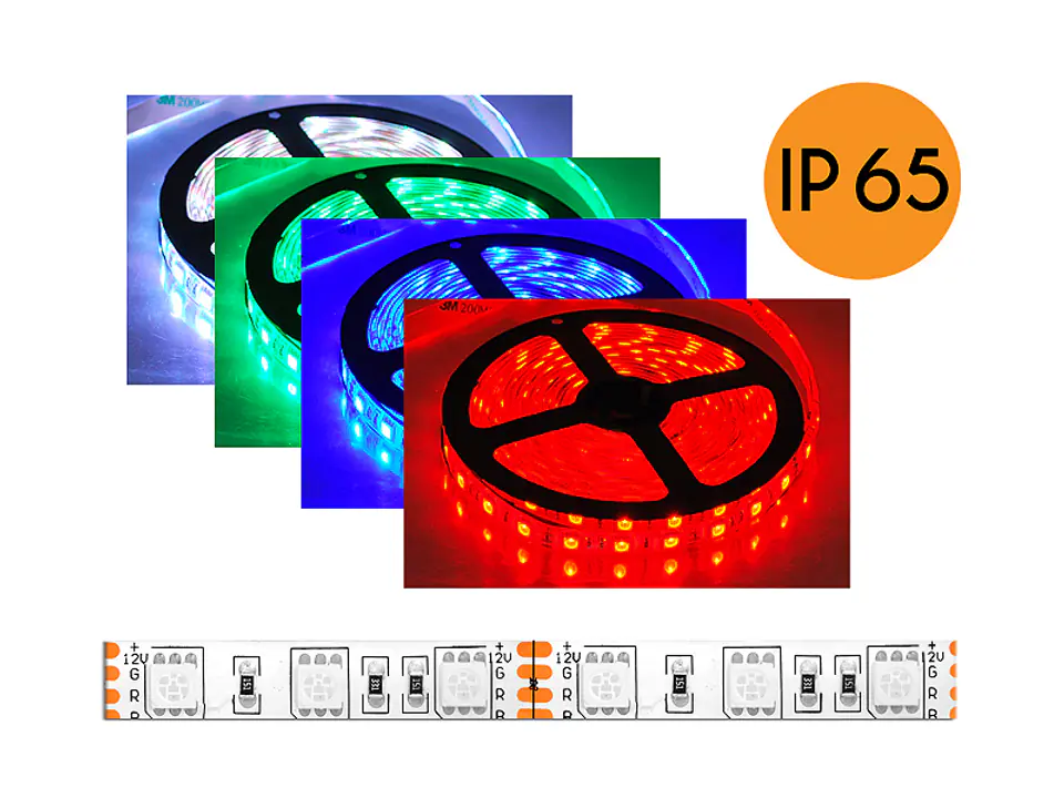 ⁨PS ECO LED cord, waterproof, RGB, 300LEDs SMD5050, 5m, white substrate. (1LM)⁩ at Wasserman.eu