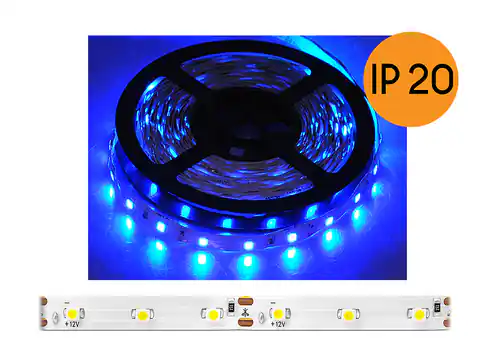 ⁨PS LED cord ECO IP20, blue, 300 SMD2835 LEDs, 5m, white substrate. (1LM)⁩ at Wasserman.eu