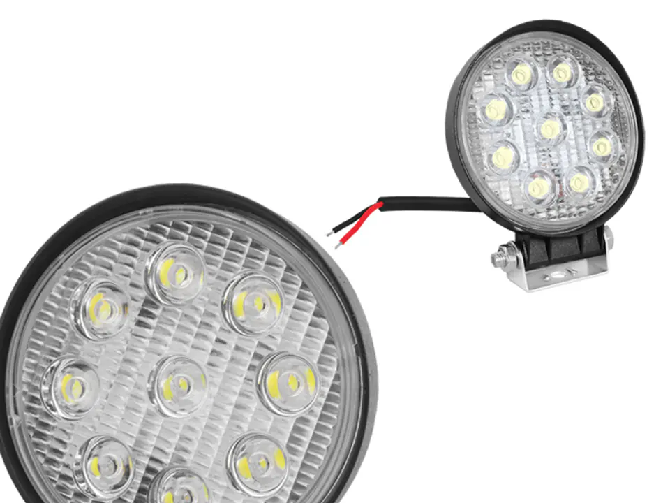 ⁨1 szt.  PS Lampa robocza 9 LED 27W, okrągła FLOOD OFF ROAD.⁩ w sklepie Wasserman.eu