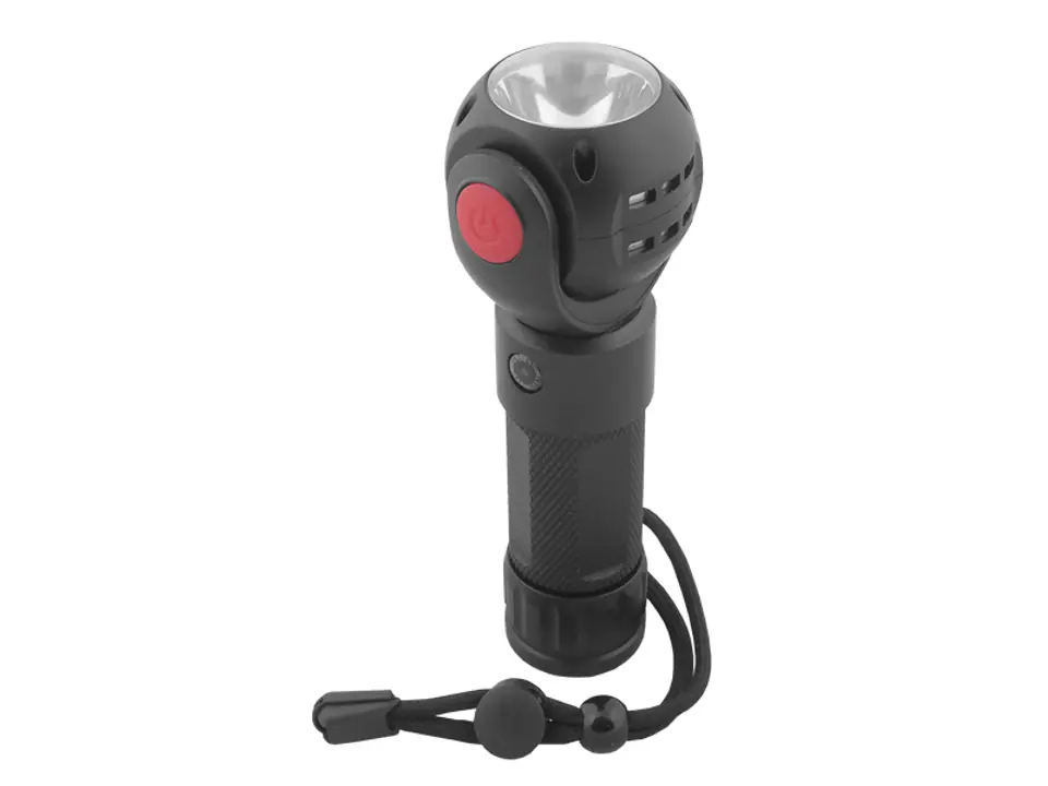 ⁨PS LTC Hand rotating flashlight 360 st, 1 x LED 8 W + 1 x COB 3 W, 3 x AAA / Rechargeable battery 18650, micro USB. (1LM)⁩ at Wasserman.eu