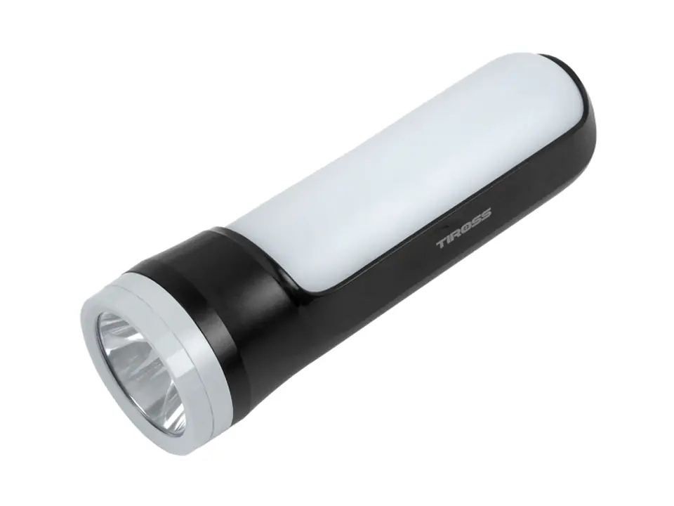 ⁨1 szt. Latarka ręczna TS-1857 1-LED 1W+ 20 LED z akumulatorem 1200mAh, czarna.⁩ w sklepie Wasserman.eu