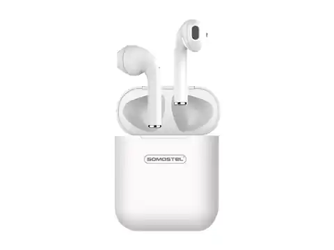 ⁨1 szt. Słuchawki douszne Bluetooth Somostel Earbuds TWS I330 + etui ładujące, białe.⁩ w sklepie Wasserman.eu